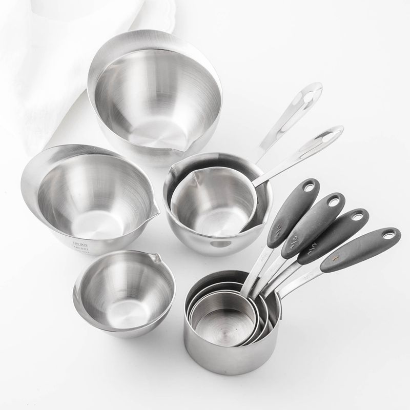 不锈钢带刻度量杯厨房专用烘焙量勺量碗125ml 200ml 400ml烘焙碗