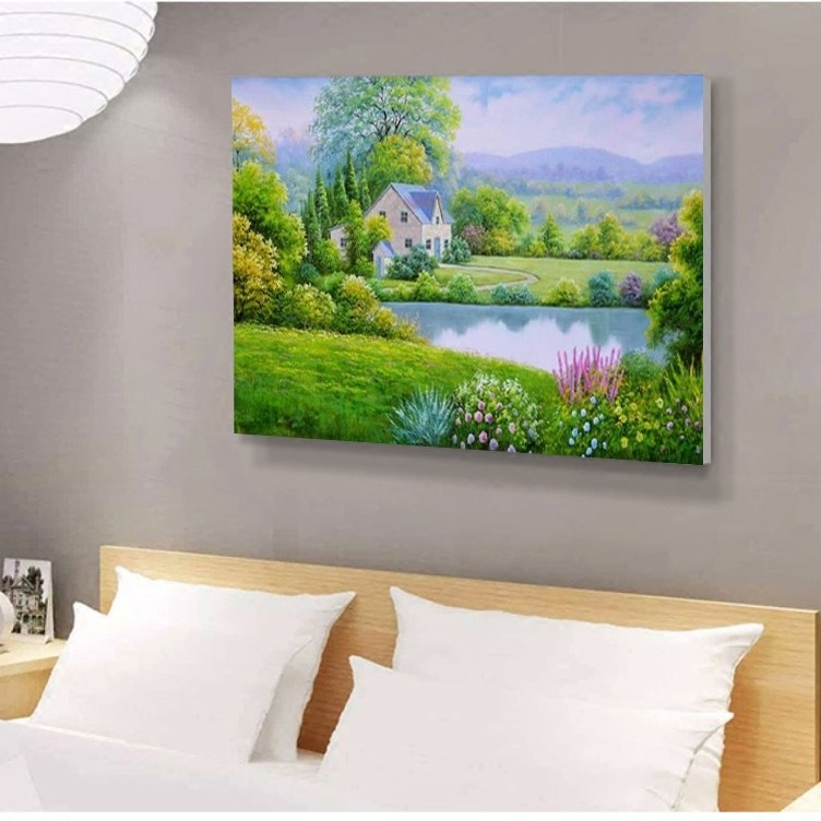 现代简约床头无框画宾馆酒店装饰画房间壁画挂画卧室墙画风景单幅