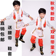 儿童藏族舞蹈演出服装少儿少数民族服装男童西藏表演服饰幼儿蒙古