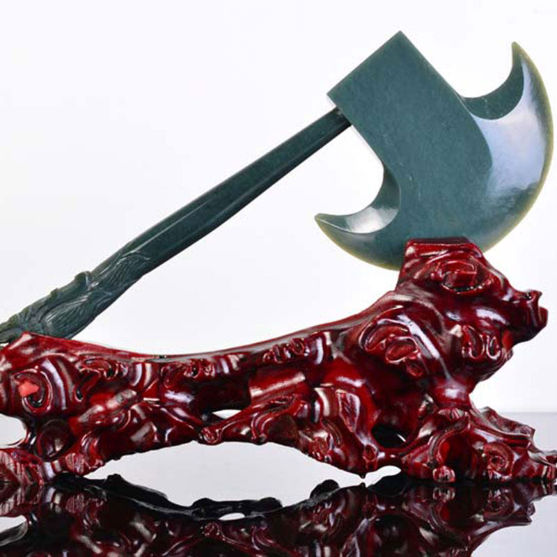 【新疆天佑纳福】和田玉 开天辟地 精雕神斧 大克重 摆件298g