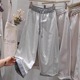 莫兰迪灰弯刀阔腿牛仔裤女春季新款小个子大码宽松高腰九分弯刀裤