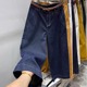 深蓝色九分牛仔阔腿裤女2024年夏季新款高腰显瘦薄款小个子直筒裤