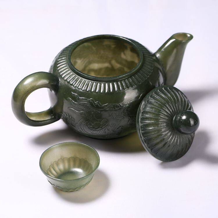 【特细老料薄胎】和田玉茶具摆件重177克