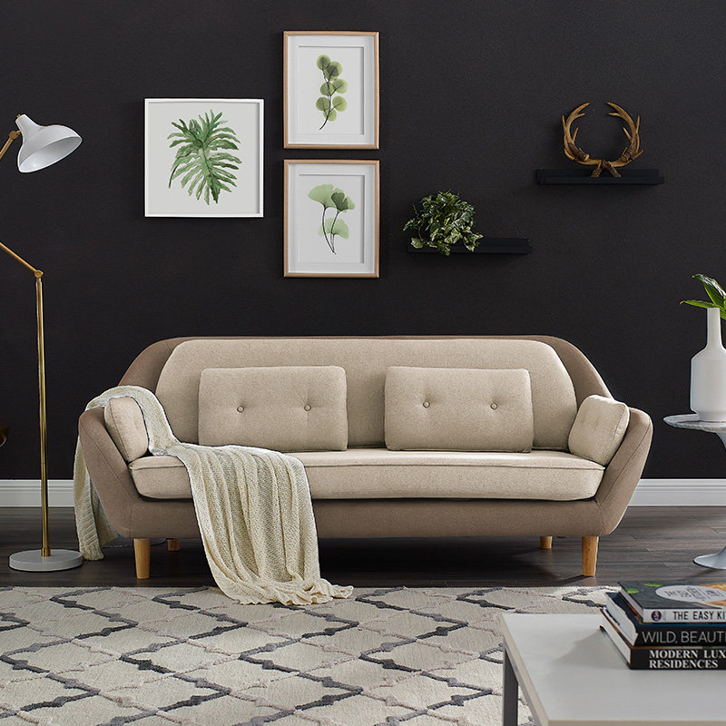 北欧风拼色时尚简约现代单人双人三人沙发撞色小户型客厅布艺沙发