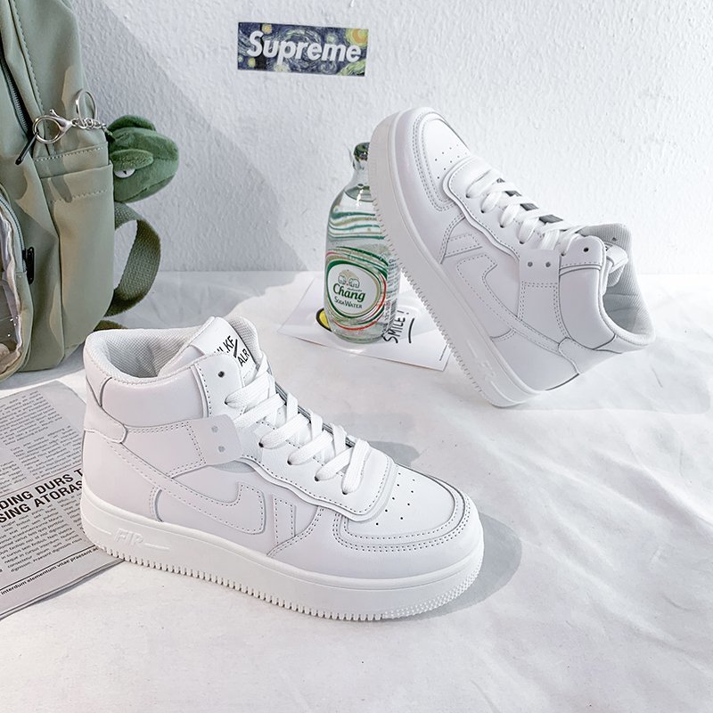 空军一号纯白色aj高帮板鞋少女心运动潮鞋ins白色鞋新款百搭女鞋