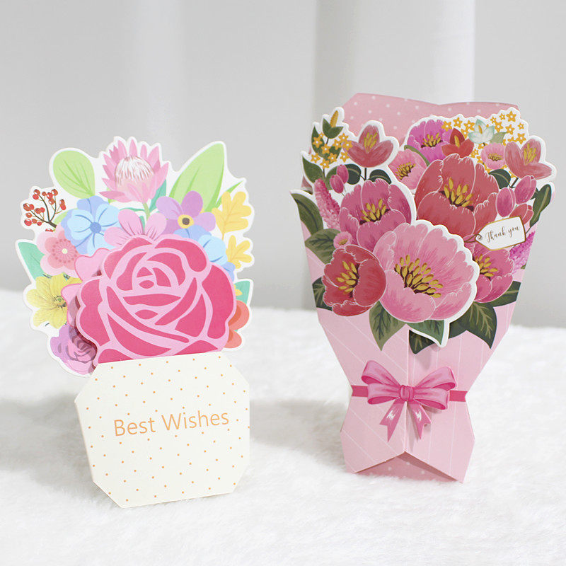 母亲节贺卡创意diy立体花束小卡片生日520祝福感谢卡送妈妈花朵卡