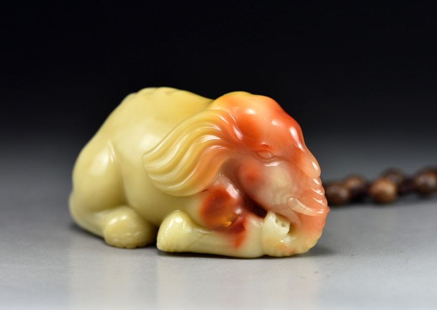 【直供】精品雅玩 寿山石 芙蓉石《象》手把件 饱满 质地老润