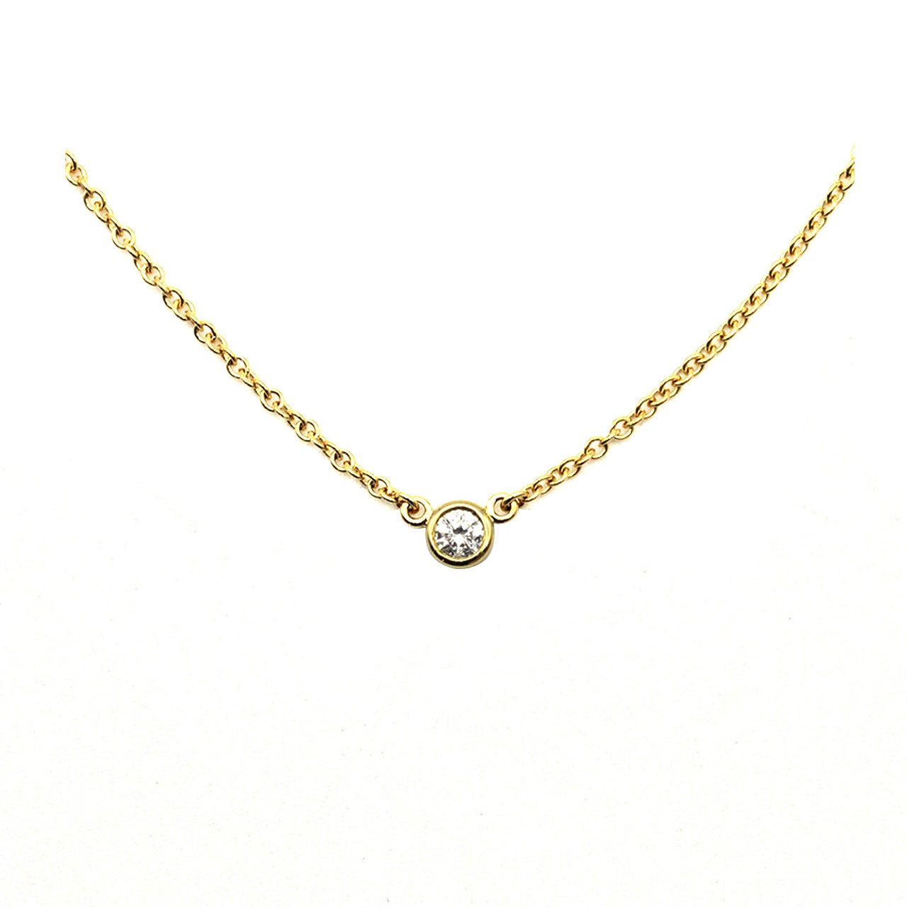 【9.5新】tiffany蒂芙尼750黄金单钻项链151020029