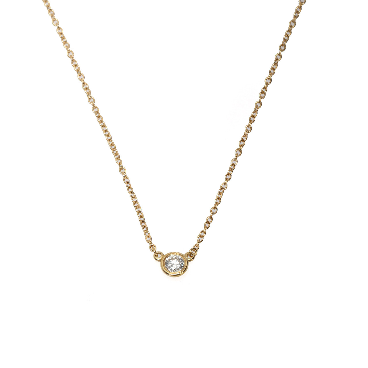 【9.5新】tiffany蒂芙尼750黄金单钻锁骨链38cm160128024