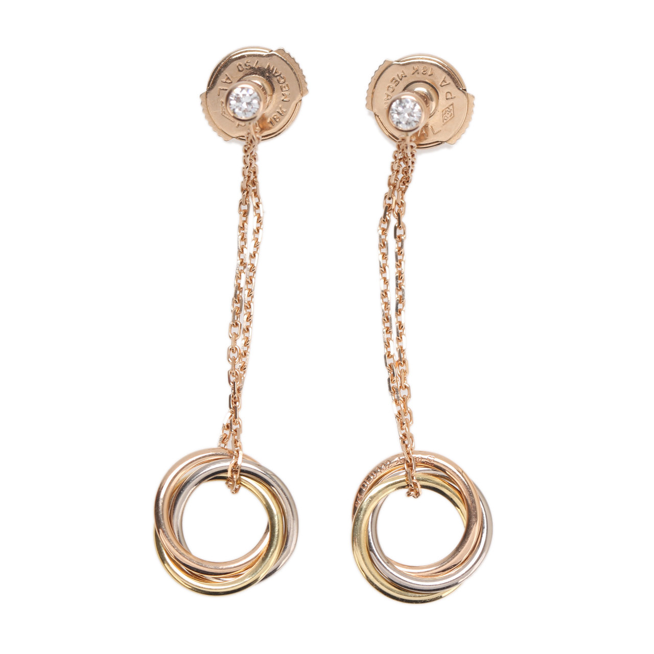 [9.5新]卡地亚cartier女士三色金镶钻耳钉70331020