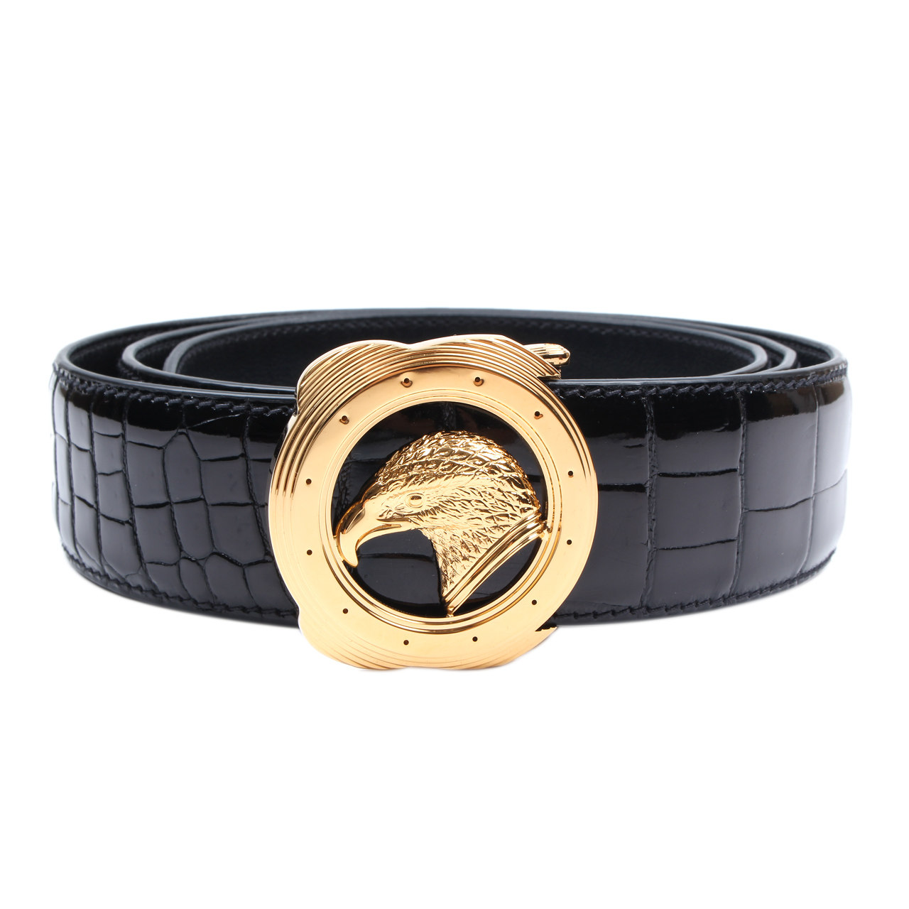 [即拍即得][9.9新]史蒂芬男士鳄鱼皮皮带cy7s0200202高端好货