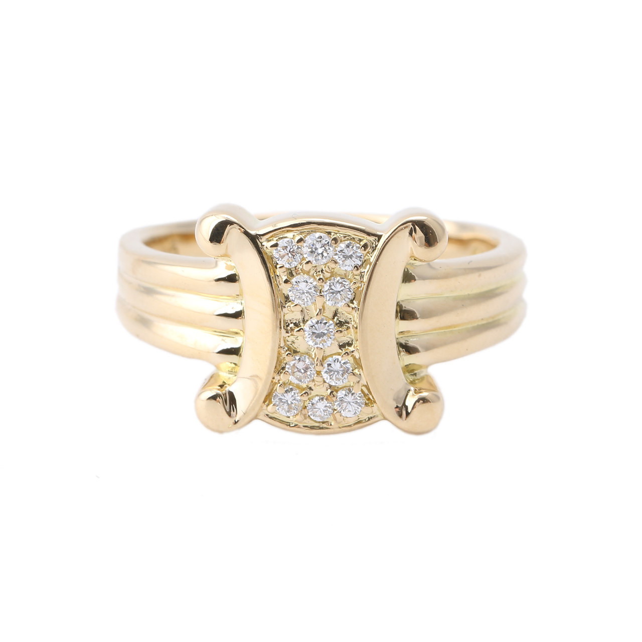 [9.5新]赛琳celine女士750黄金镶钻戒指国内16号80407008