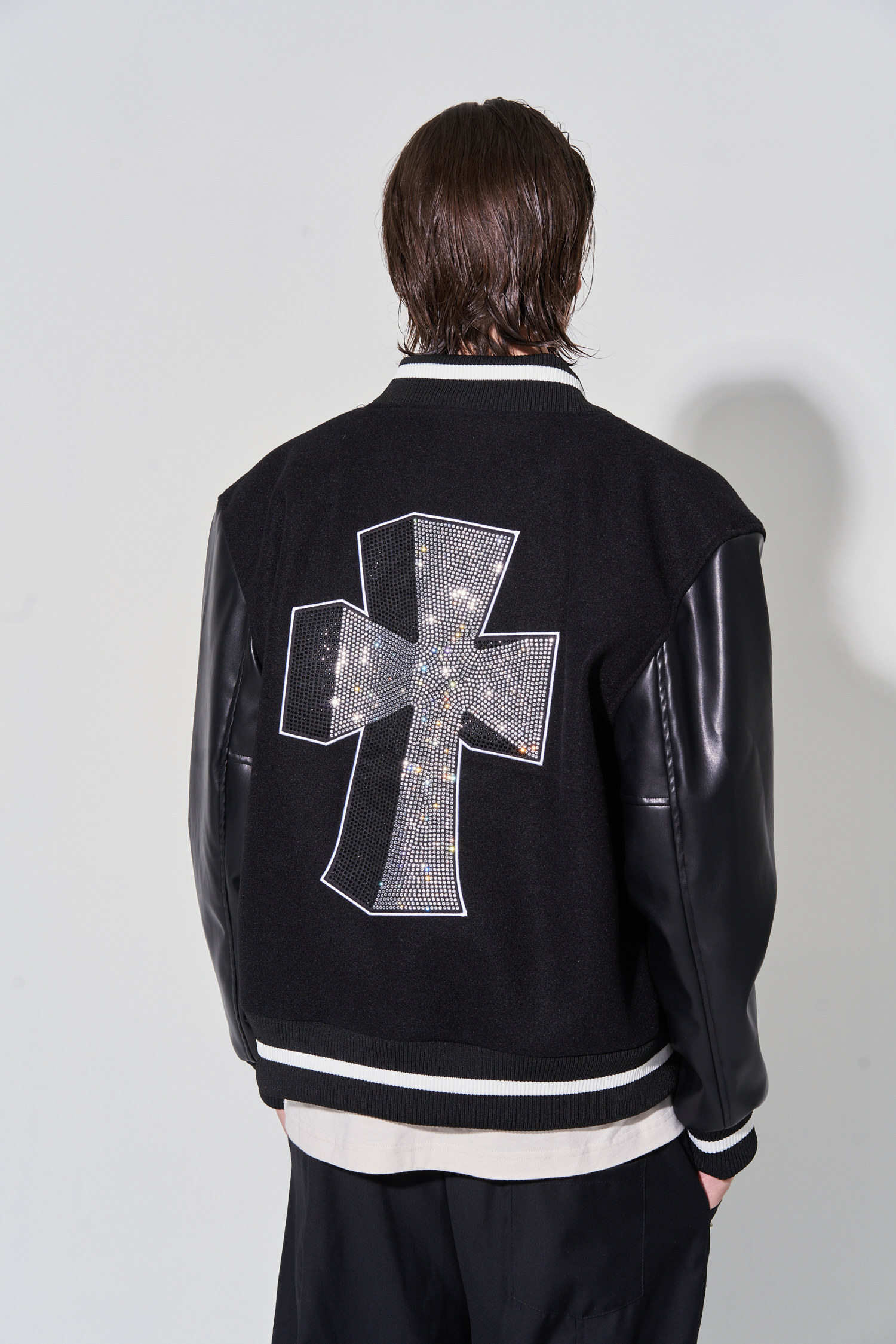 redeemer21fw刺绣国潮秋冬黑色棒球服十字架夹克高级感高街外套