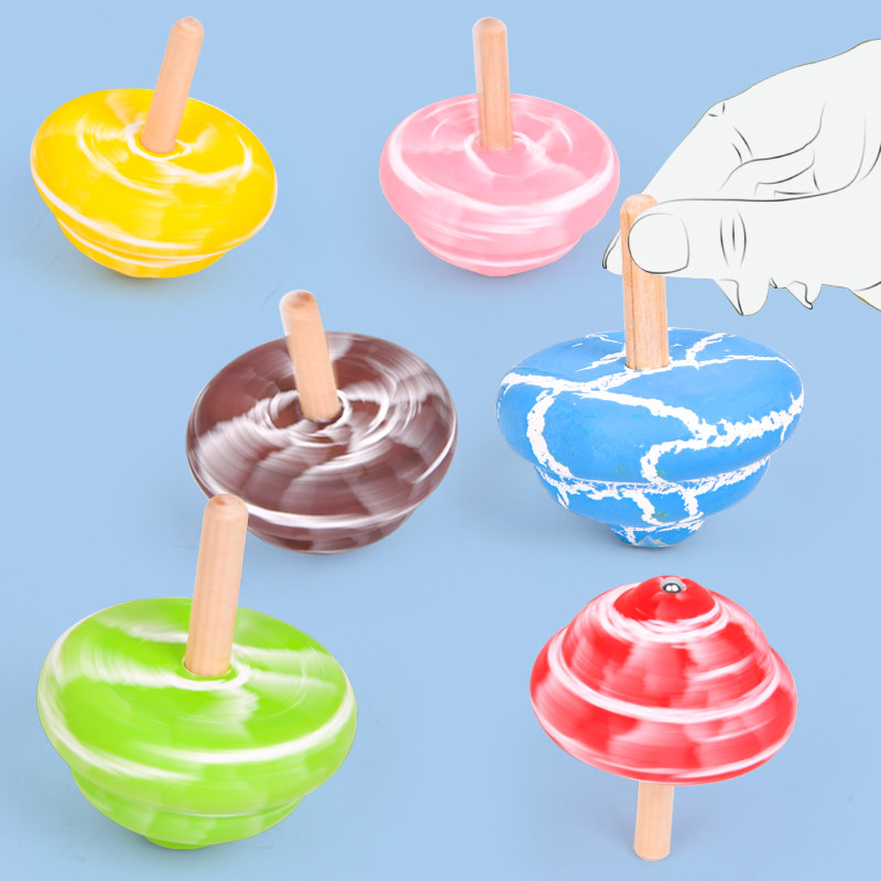 木质酷炫裂纹手转旋转陀螺儿童传统玩具幼儿园男孩女孩生日礼物