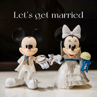 米奇米妮公仔结婚摆件情侣订婚婚礼装饰品米老鼠新婚礼物小手办