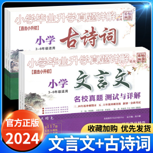 小升初文言文古诗词名校真题测试与详解小学毕业升学真题详解百校联盟试卷三四五六年级语文阅读与训练练习专项积累与运用古文复习