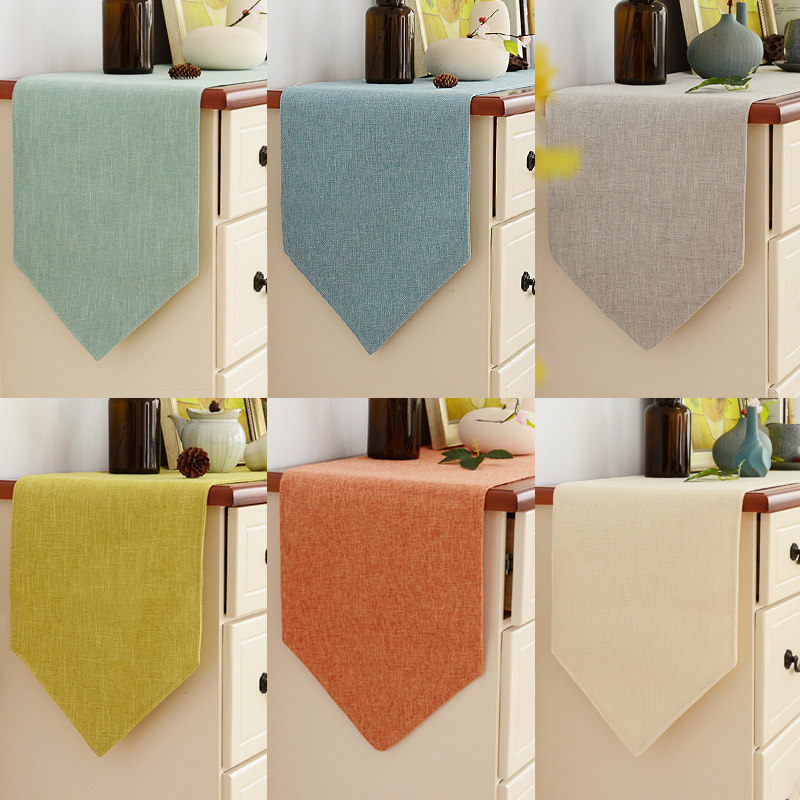 纯色桌旗现代简约中美式北欧电视柜鞋柜盖布餐桌装饰布长条床尾巾