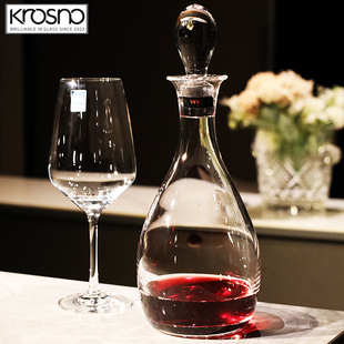 Krosno欧洲进口轻奢手工水晶玻璃红酒醒酒器带盖子倒分酒壶酒樽瓶