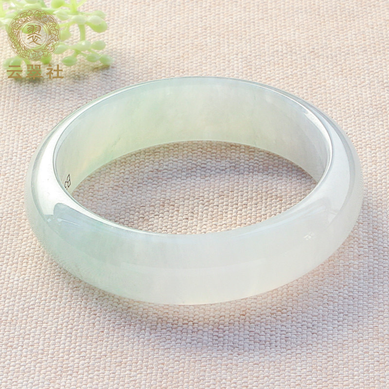 云翠社缅甸冰糯种浅绿翡翠手镯贵妃女玉镯内径567天然正品21991