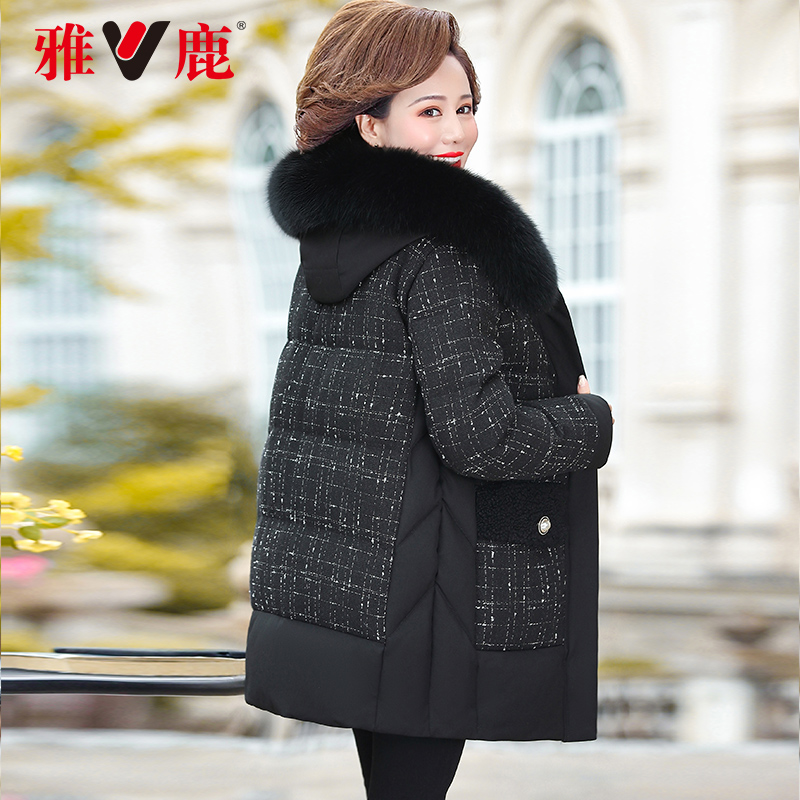 雅鹿新款羽绒服女中长款真狐狸毛领中年妈妈装冬季加厚外套女J|ruв категории Женская одежда, в пожилых женщин - от Buy2taobao.com для оказания профессиональной услуги покупки агента Taobao