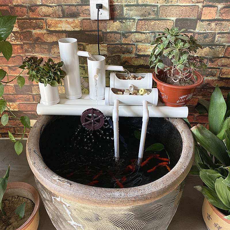 鱼缸过滤系统外置瀑布式圆形水缸养鱼上置过滤器增氧小鱼池水循环