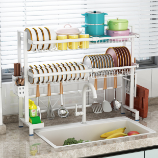 厨房水槽置物架可伸缩不锈钢放碗架沥水架洗菜盆水池上碗碟收纳架