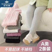 女童连裤袜秋冬加绒加厚一体连脚冬季白色小童舞蹈宝宝婴儿打底裤