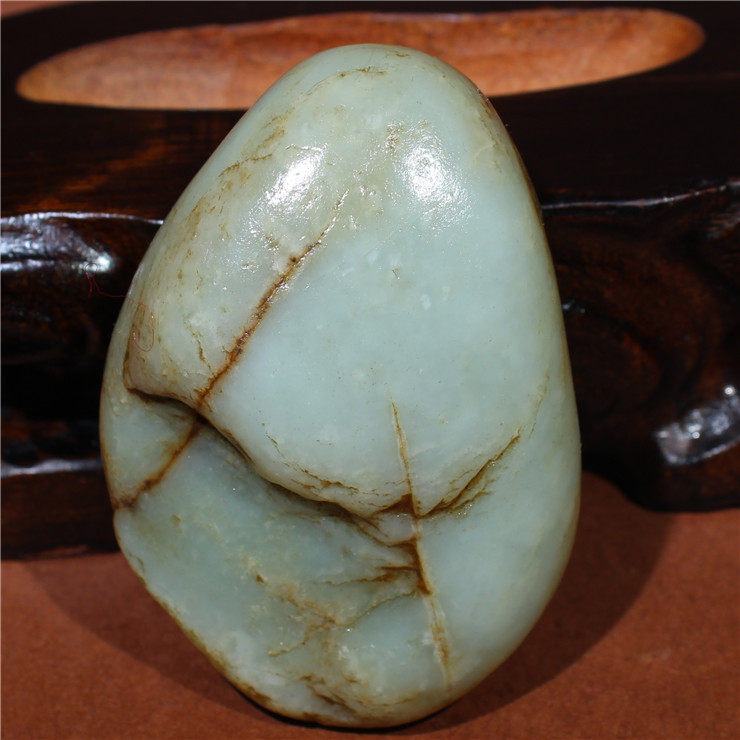 玉龙河天然玉石独籽无修126克好型好肉青白玉籽料原石新疆和田玉