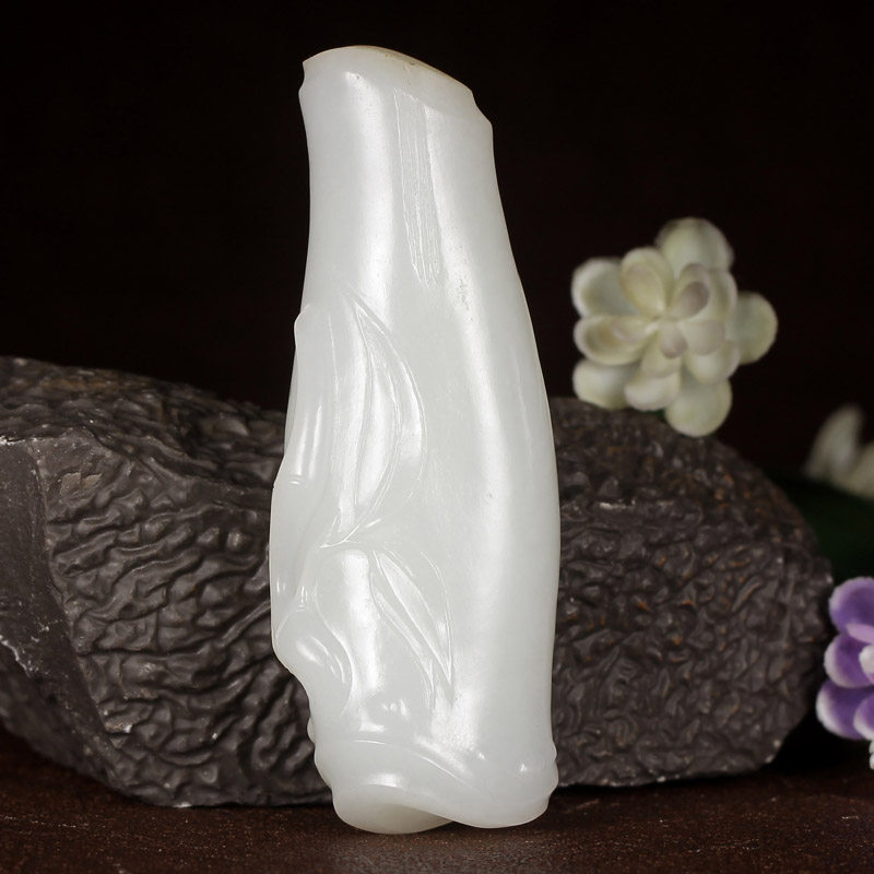 和田玉白玉节节高升挂件 66g 雕工细致 线条流畅