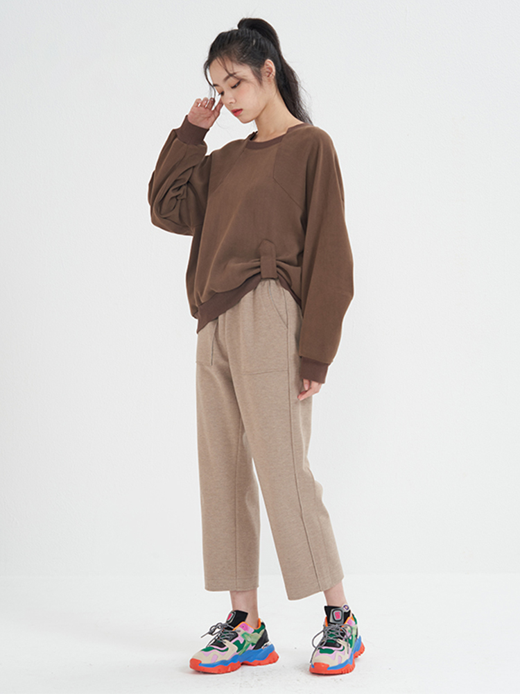 UGIZ商场同款2022冬季新品韩版女装休闲时尚纯色长裤女UDPF527