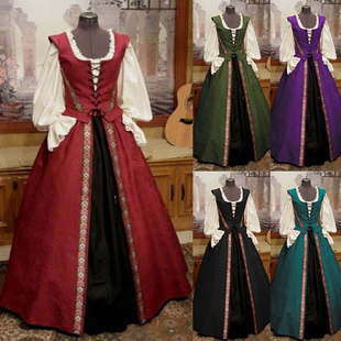 万圣节cospay欧式宫廷长裙中世纪复古宫廷服装女王公主舞台演出服