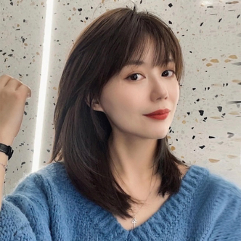 假发女长发夏季自然全头套式锁骨发造型网红圆脸中短发仿真假发套
