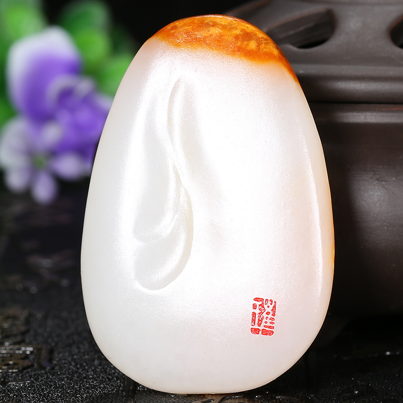 海派玉雕大师崔哲豪作品 和田玉白玉招财纳福挂件44.095克