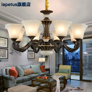 美式全铜吊灯客厅灯大气现代简约卧室餐厅复古欧式别墅复式楼灯具