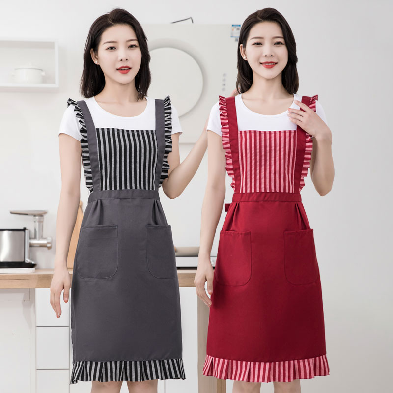 2022新款韩版时尚防污围裙厨房家用餐厅咖啡店女同款定制logo印字