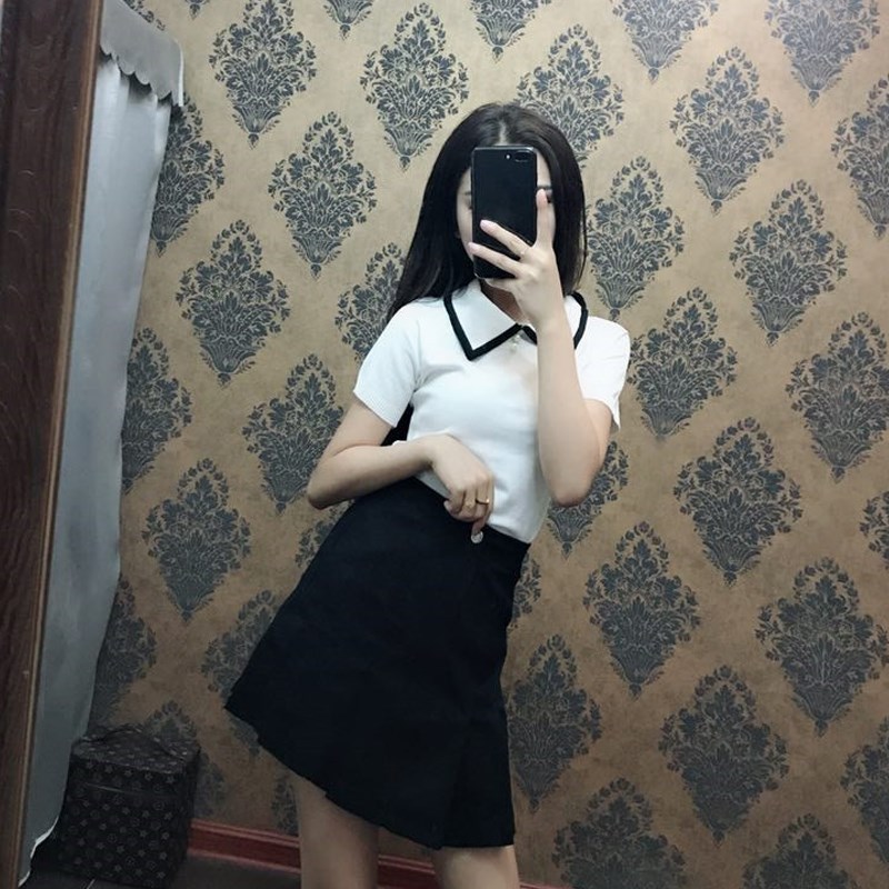 薄款冰丝针织衫女装春2019新款潮韩版时尚修身娃娃领短袖紧身上衣|msdalam kategori Butik wanita / wanita, sweater bulu - dari Buy2taobao.com untuk memberikan perkhidmatan ejen Taobao profesional membeli