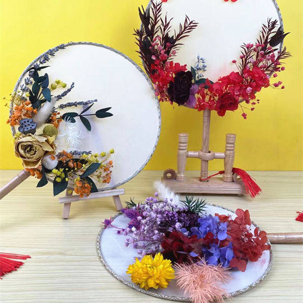 永生花团扇蒲扇干花diy材料包教师节手工制作插花压花材真花礼盒