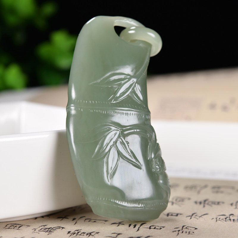 苏工精雕 和田玉竹节节节高升挂件88.57克