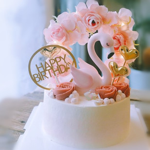 生日蛋糕装饰摆件 火烈鸟蛋糕装饰配件摆饰 粉红色火烈鸟蛋糕装饰