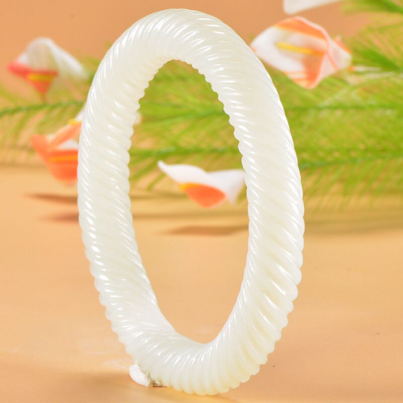 和田玉 螺纹 手镯53克 内径59mm