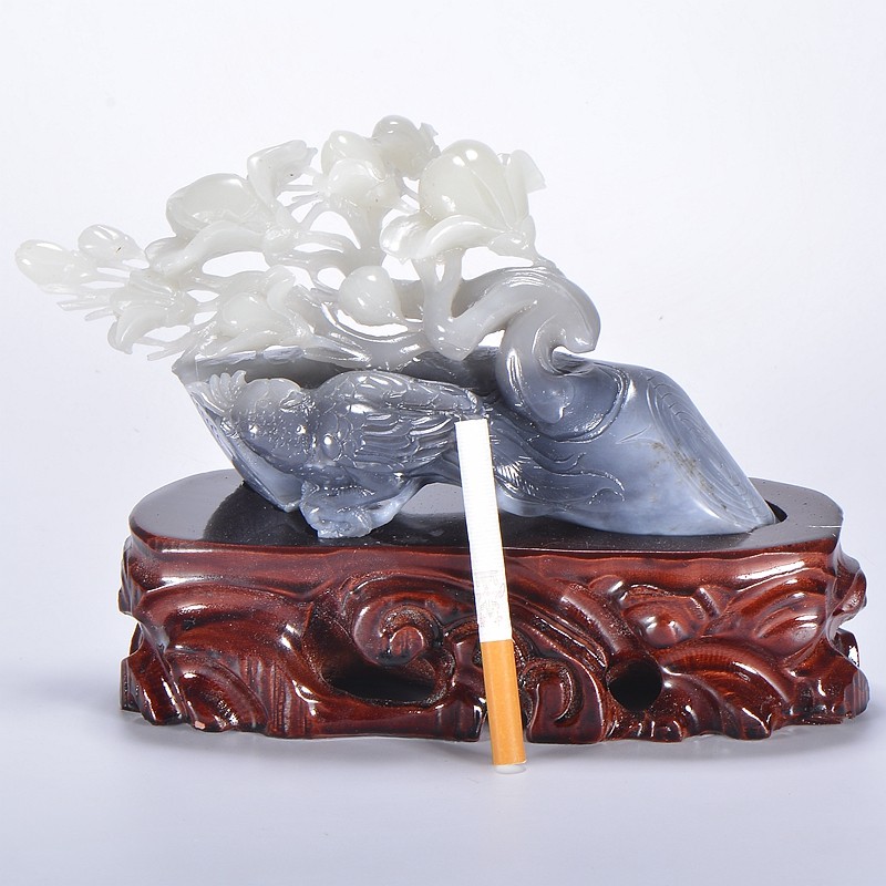 和田玉青花俏色摆件 枝繁叶茂 摆件 630克