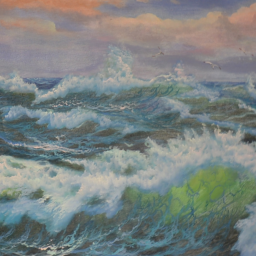 罗国玉100x200《惊涛骇浪》 知名油画家【红蜓艺术】