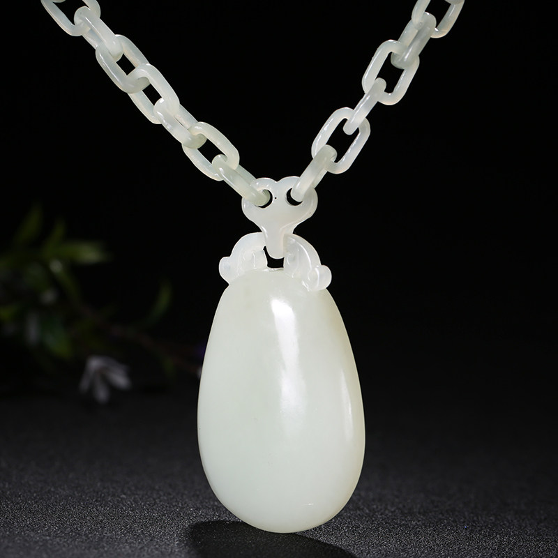 精品和田玉平平安安链条100.87g