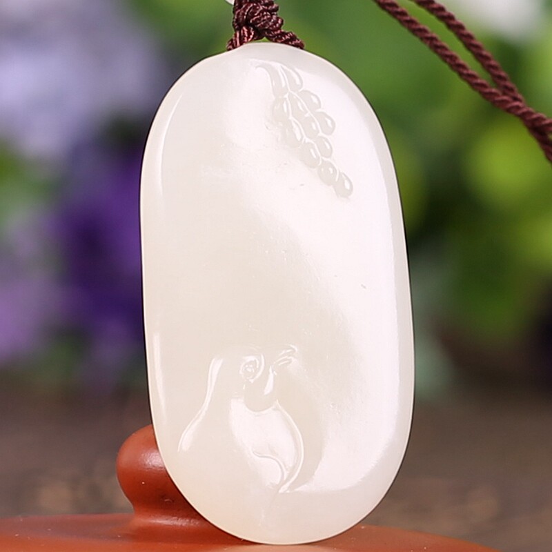 国家级玉雕大师【陈冠军】作品和田玉白玉岁岁平安挂件重16.155克