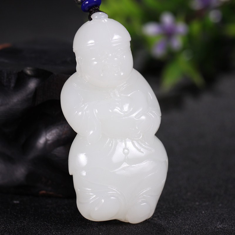 精品和田玉招财童子挂件43.41g