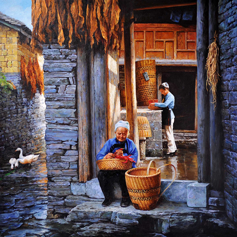 张君岩《吉祥土家》布面油画 可带合影