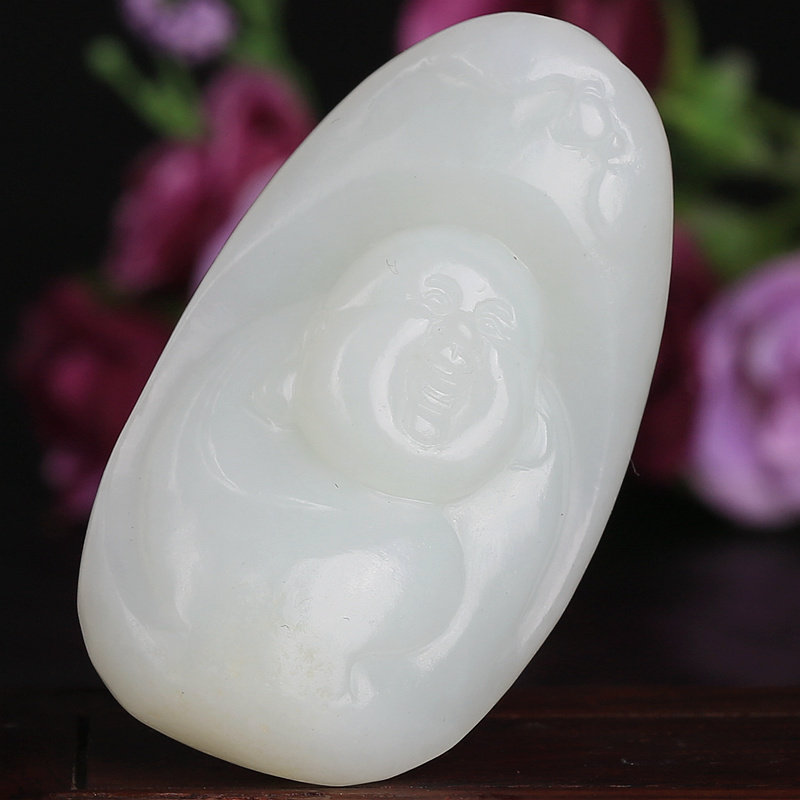 和田玉白玉弥勒佛挂件 47克