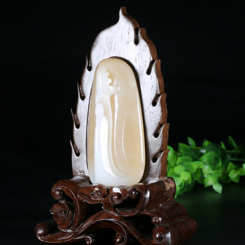 和田玉糖羊脂白玉悟道摆件 140g - 拍卖