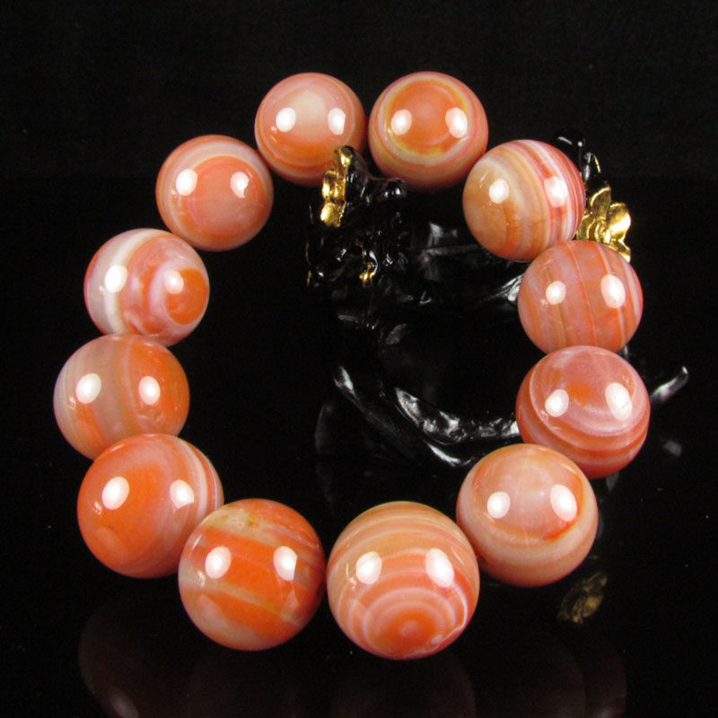 118.54克 九口料缠丝花纹南红玛瑙 圆珠手链