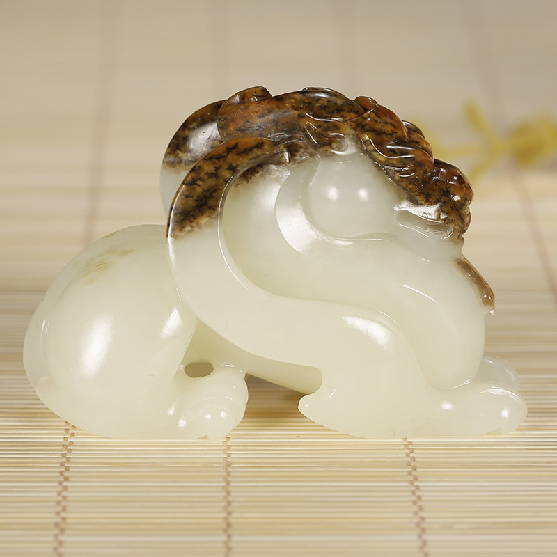 【省级玉雕大师】闫小波 和田玉白玉 麒麟 挂件 95.51g